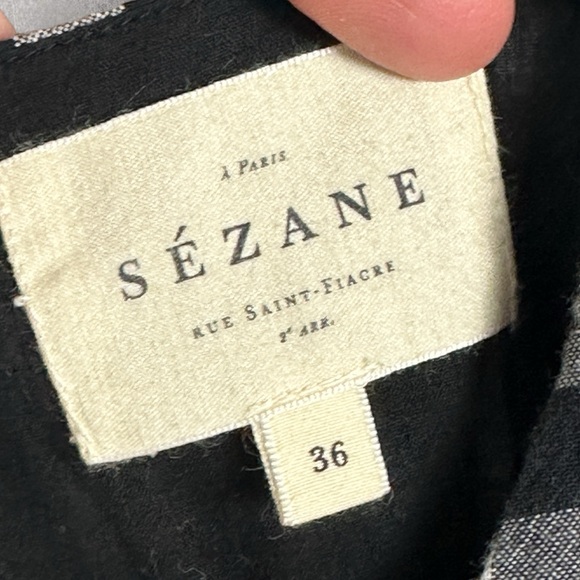 Sezane Sixteen Plaid Gingham Mini Dress Black White Size 36 French US 4‎ Button - Picture 5 of 16